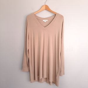 Simply Noelle Tan Long Sleeve V-Neck Tunic